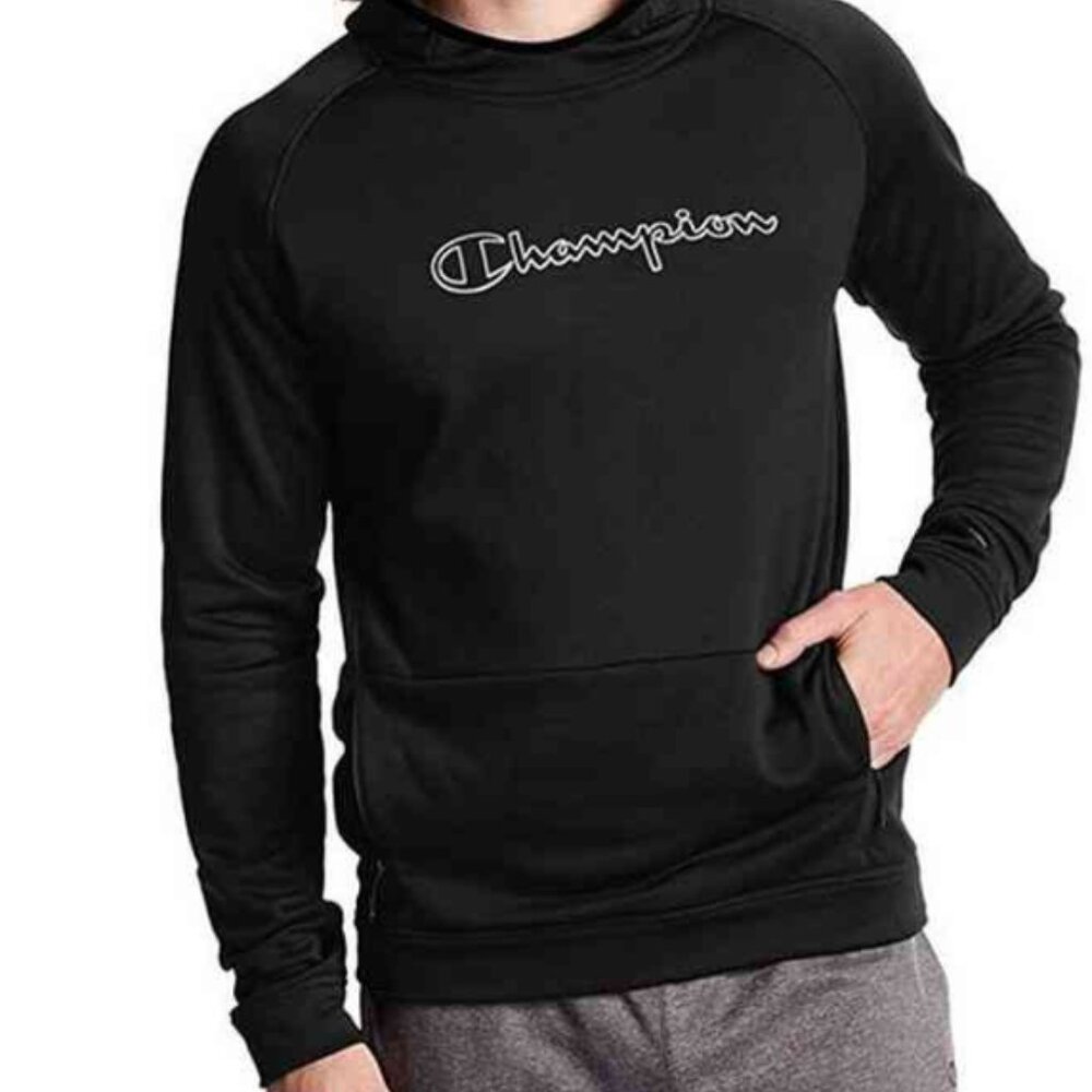 Champion Men's Front Zip Pockets Sport Hoodie Pullover Jacket Black Size Small - Picture 4 of 12